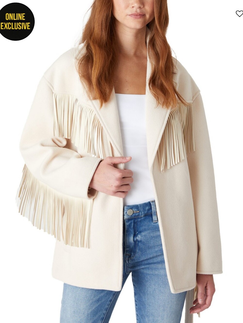 Blank NYC Cream Fringe Open-Front Jacket 🔥😮‍💨🫰🏾(NWOT)